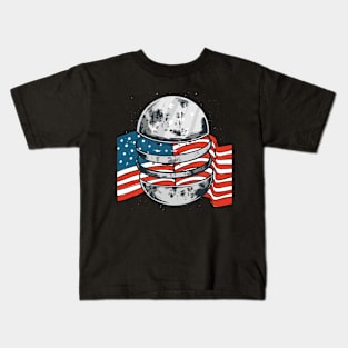 american shirt, moon shirt, american flag, gift t-shirt Kids T-Shirt